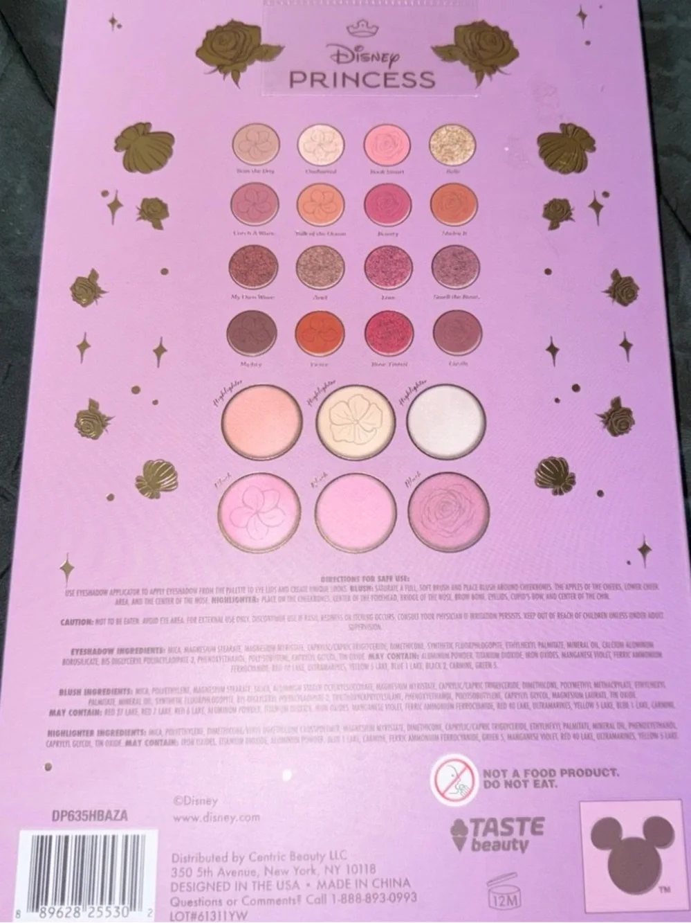 Disney Princess Two-Tone Face & Eyeshadow Palette — Mint, Yellow & Pink Artwork